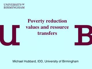 Poverty reduction values and resource transfers