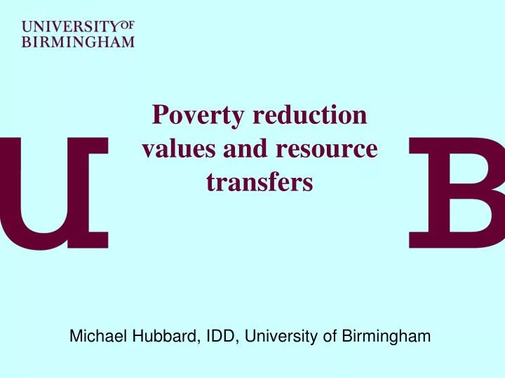 poverty reduction values and resource transfers