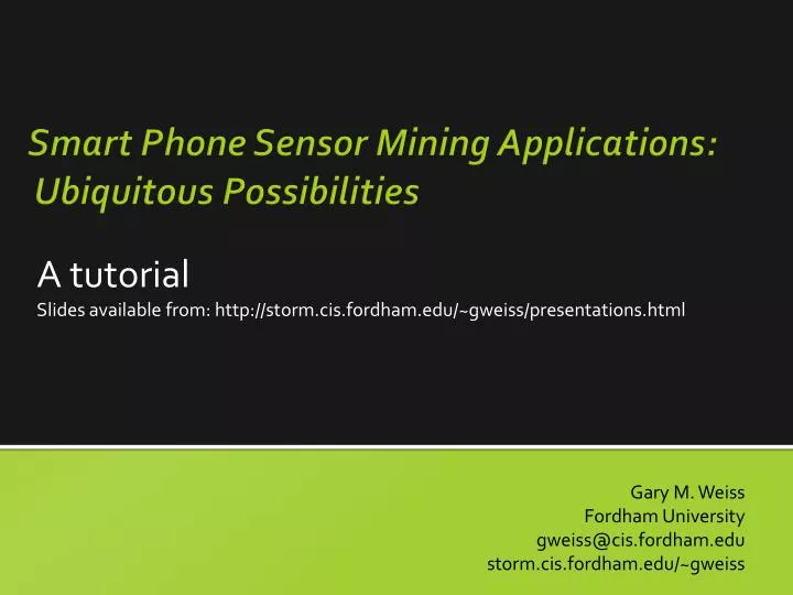 smart phone sensor mining applications ubiquitous possibilities