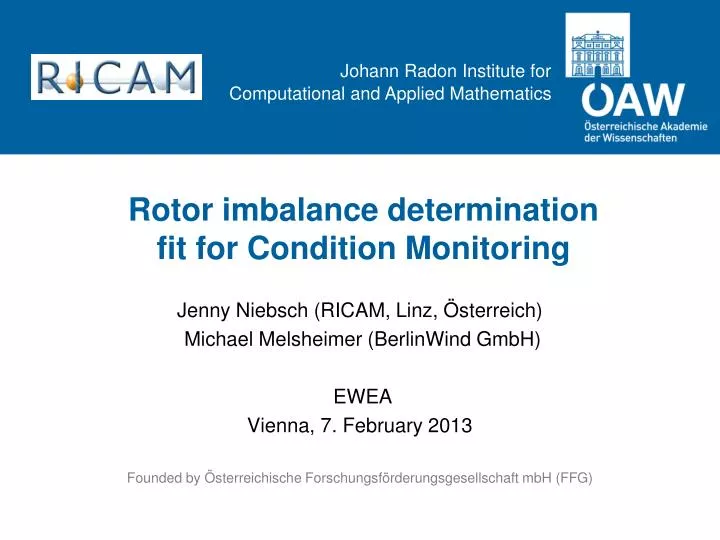 rotor imbalance determination fit for condition monitoring