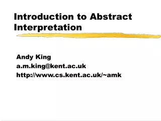 Introduction to Abstract Interpretation