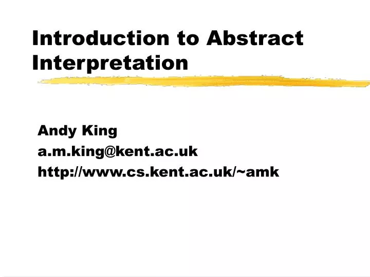 introduction to abstract interpretation
