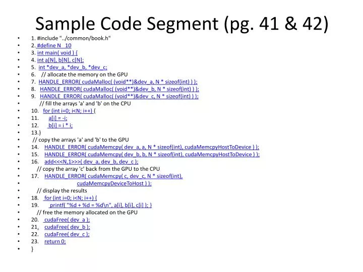 sample code segment pg 41 42