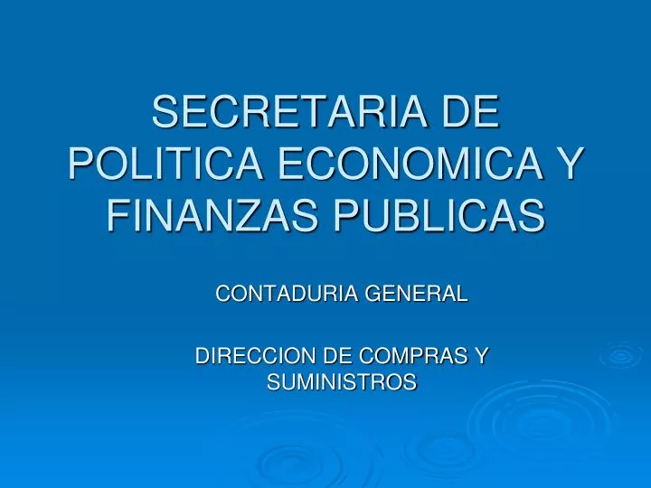 secretaria de politica economica y finanzas publicas