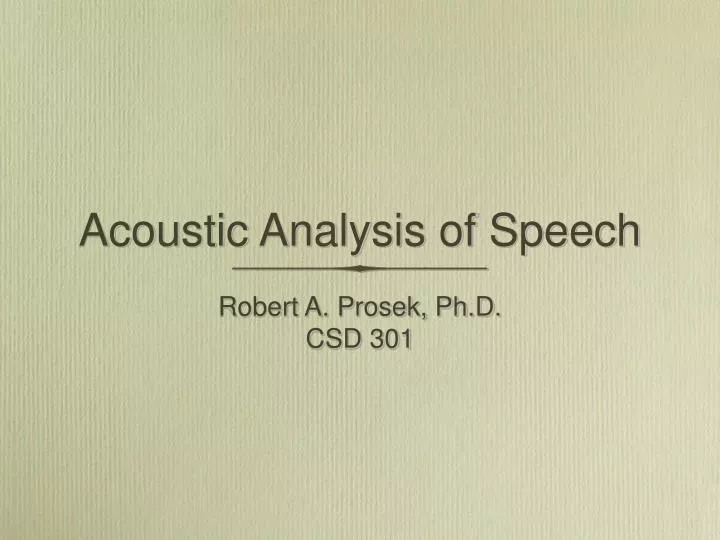 acoustic analysis of speech