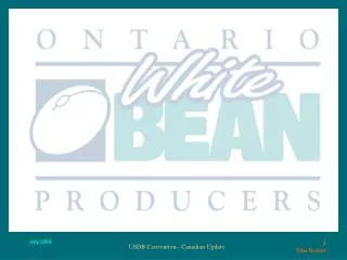 Canadian Plantings of Dry Edible Beans