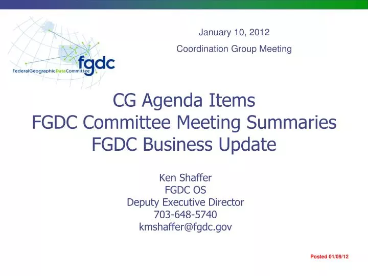 cg agenda items fgdc committee meeting summaries fgdc business update