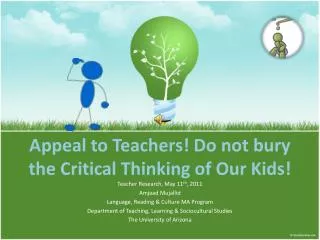 Appeal to Teachers! Do not bury the Critical Thinking of Our Kids!