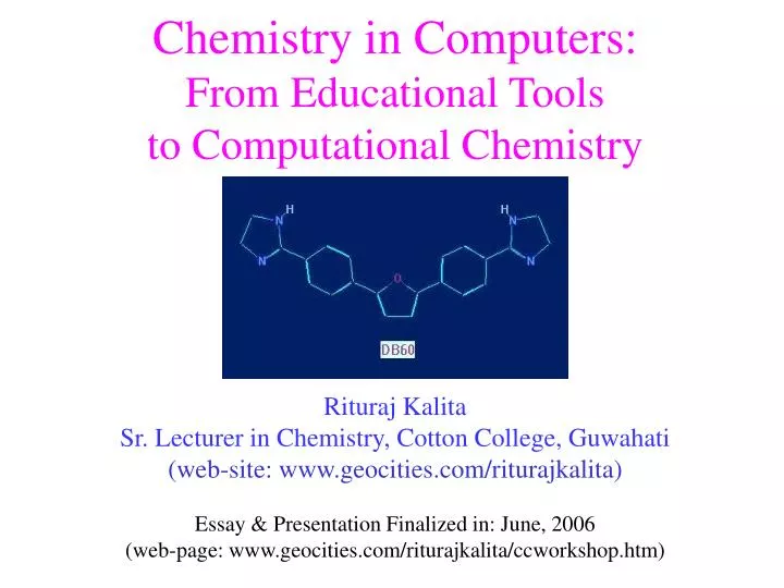 chemistry in computers from educational tools to computational chemistry