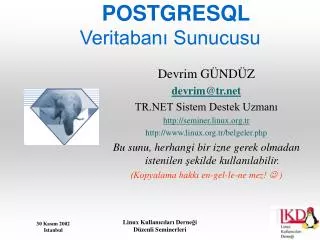 postgresql veritaban sunucusu