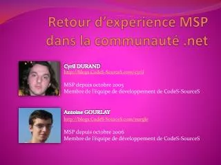 retour d experience msp dans la communaut net