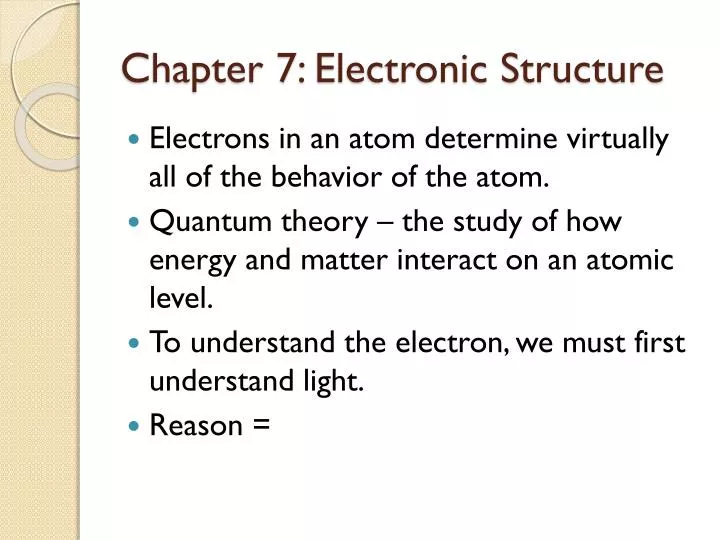 chapter 7 electronic structure