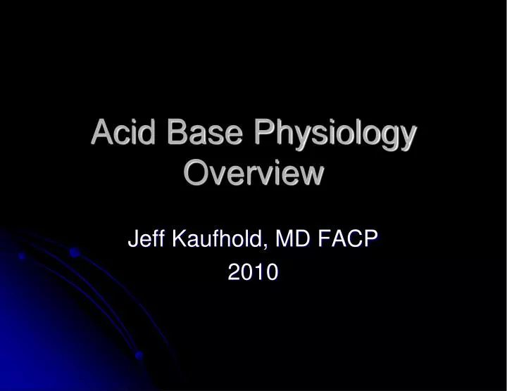acid base physiology overview
