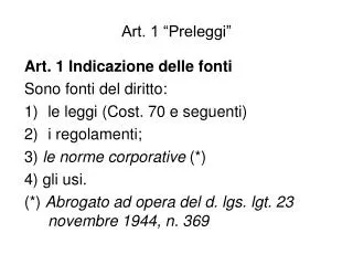 Art. 1 “Preleggi”