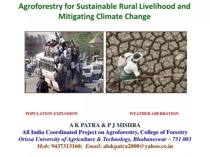agroforestry for sustainable rural livelihood and mitigating climate change