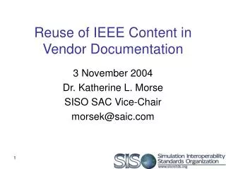 Reuse of IEEE Content in Vendor Documentation