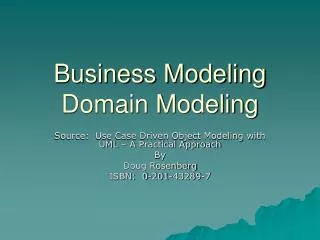 Business Modeling Domain Modeling