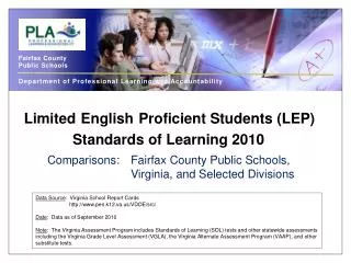 Limited English Proficient Students (LEP) Standards of Learning 2010