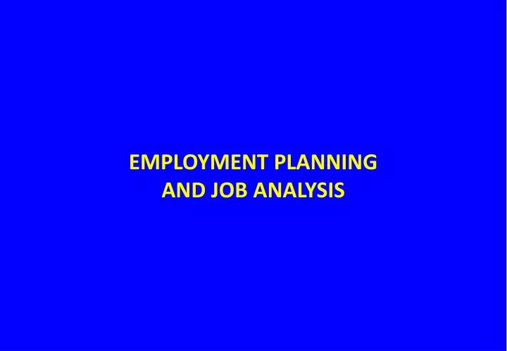employment planning and job analysis