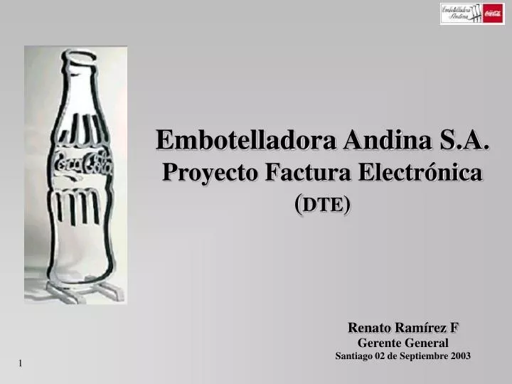 embotelladora andina s a proyecto factura electr nica dte