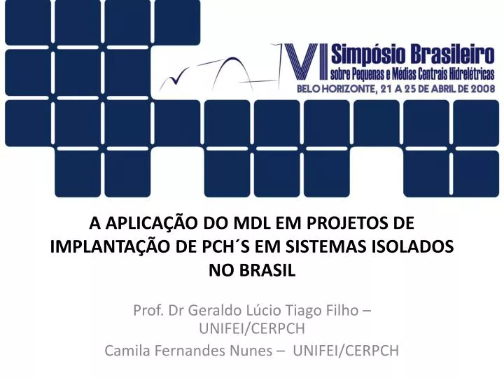 a aplica o do mdl em projetos de implanta o de pch s em sistemas isolados no brasil