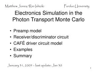 Electronics Simulation in the Photon Transport Monte Carlo