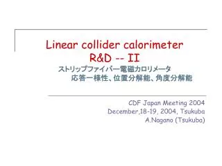 linear collider calorimeter r d ii