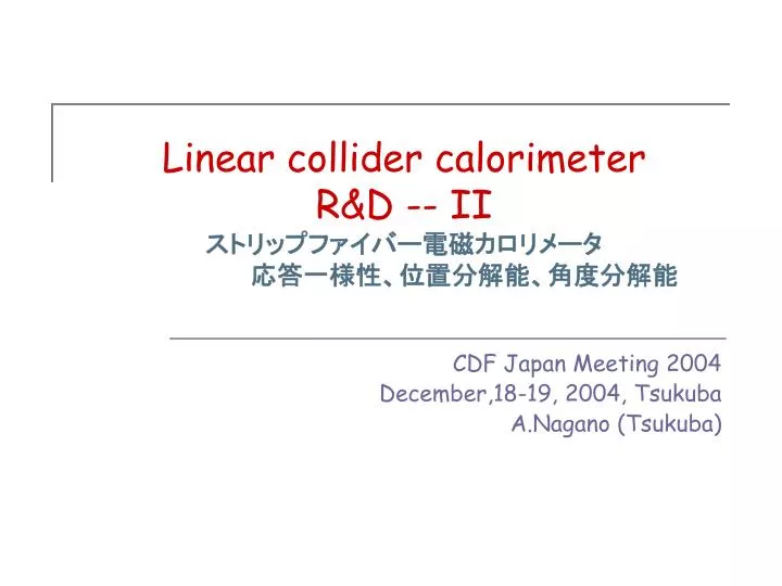 linear collider calorimeter r d ii