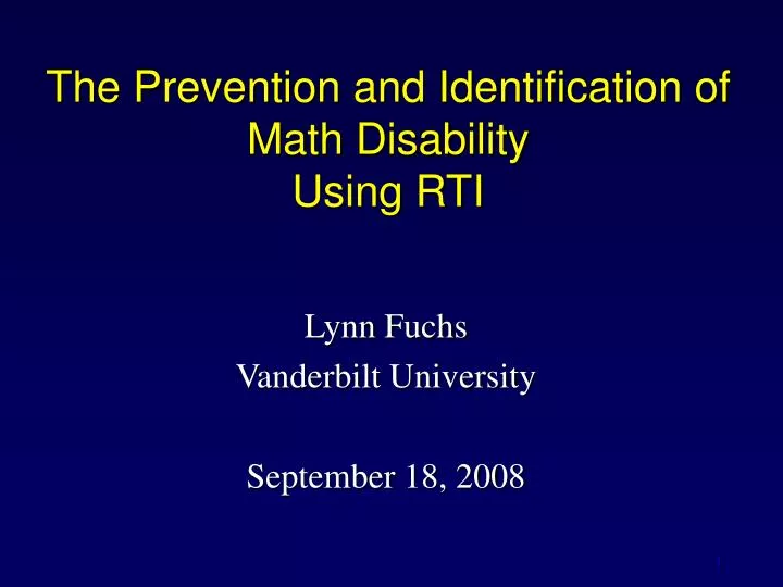 the prevention and identification of math disability using rti