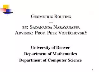 University of Denver Department of Mathematics Department of Computer Science