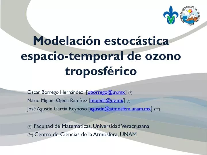 modelaci n estoc stica espacio temporal de ozono troposf rico