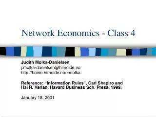 Network Economics - Class 4
