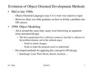 Evolution of Object-Oriented Development Methods
