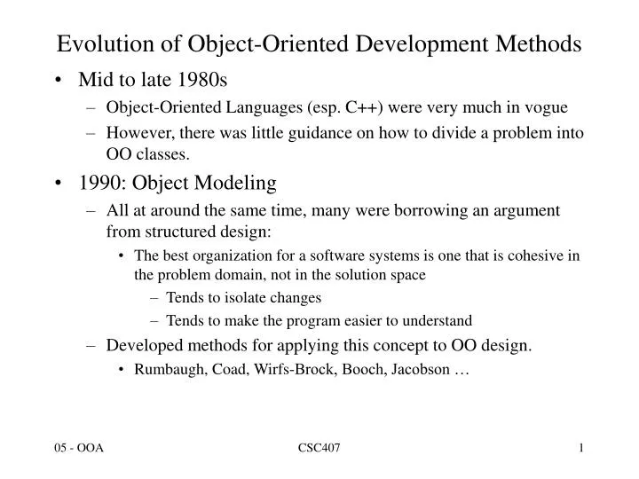 evolution of object oriented development methods