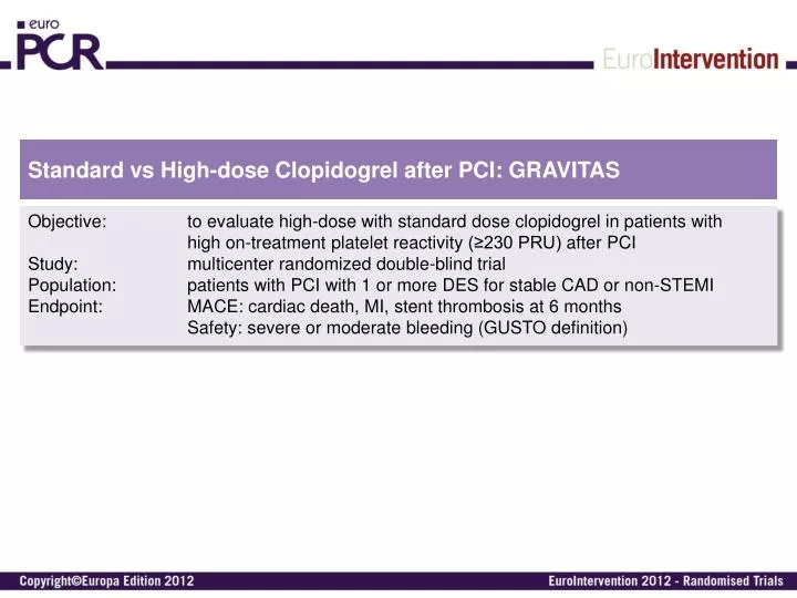 standard vs high dose clopidogrel after pci gravitas