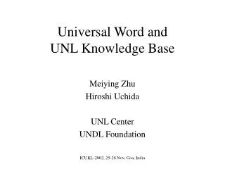 Universal Word and UNL Knowledge Base