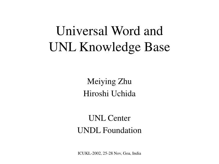 universal word and unl knowledge base