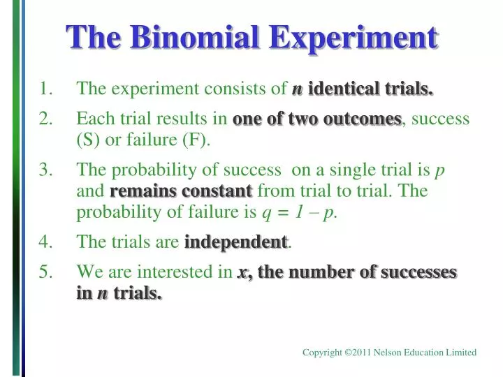 the binomial experiment