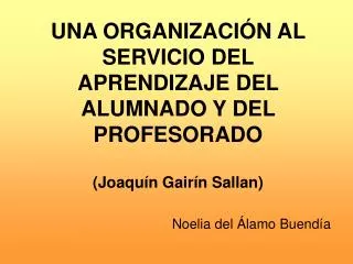 una organizaci n al servicio del aprendizaje del alumnado y del profesorado joaqu n gair n sallan