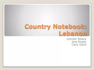 Country Notebook: Lebanon