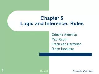 Chapter 5 Logic and Inference: Rules