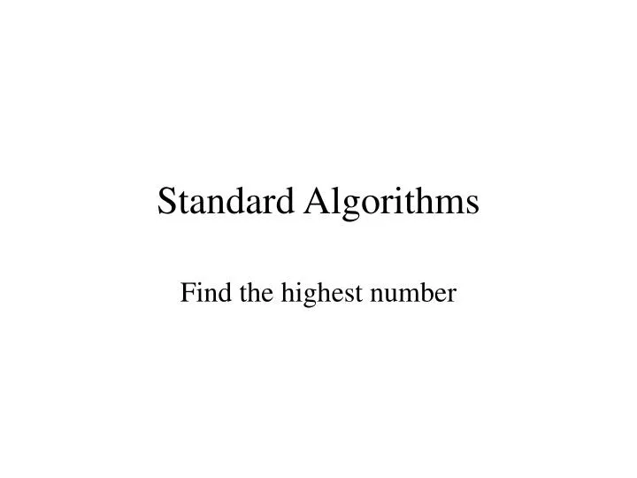 standard algorithms