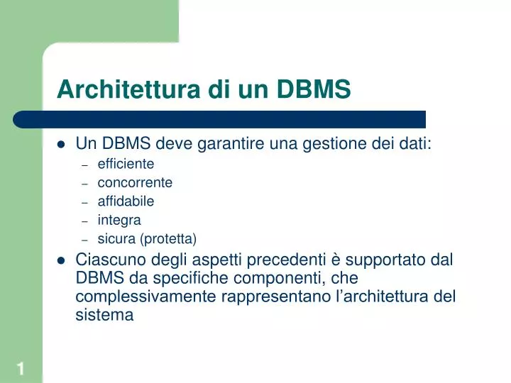 architettura di un dbms