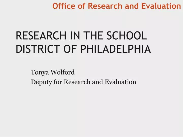 research in the school district of philadelphia