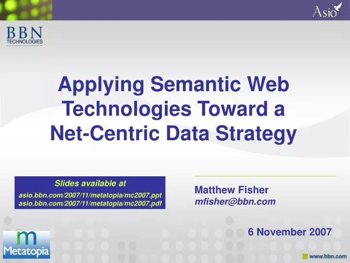applying semantic web technologies toward a net centric data strategy