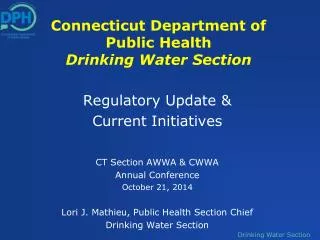 Connecticut Department of Public Health Drinking Water Section