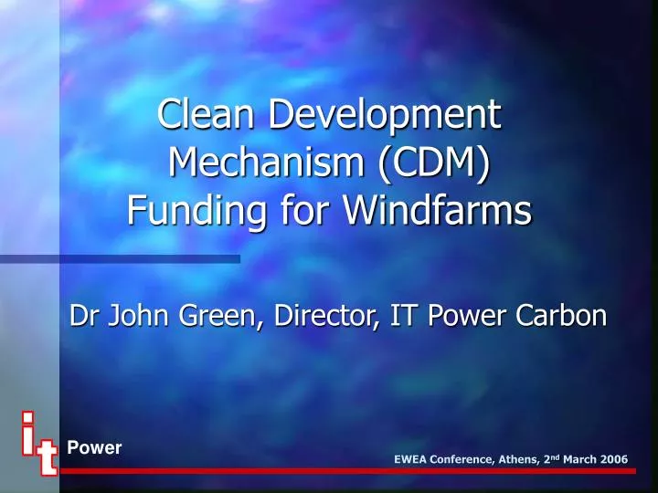 clean development mechanism cdm funding for windfarms