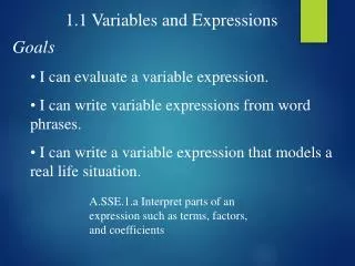 1.1 Variables and Expressions