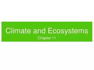 Climate and Ecosystems