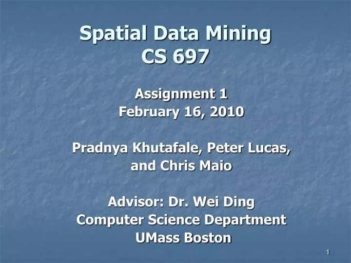 spatial data mining cs 697